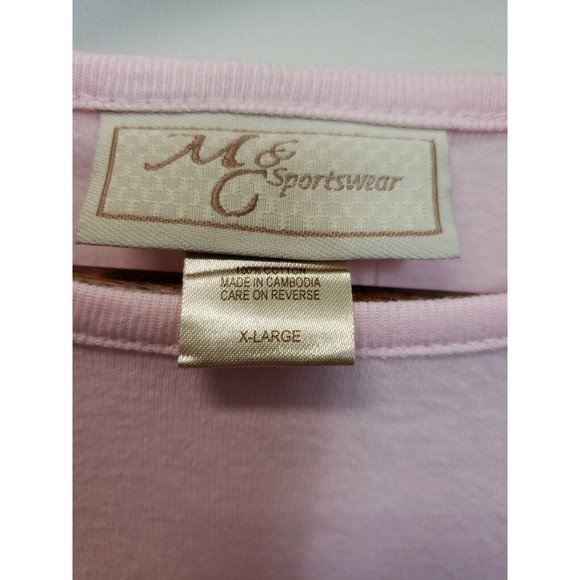 M & C Sportswear Women’s 3/4 Sleeve Pink Heart Top Blouse XL Pullover new - Picture 2 of 6